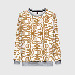 Свитшот женский Абстрактно-овально бежевый паттерн, цвет: 3D-меланж