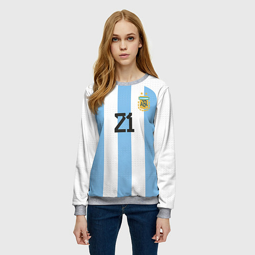 Женский свитшот Дибала форма сборной Аргентины домашняя / 3D-Меланж – фото 3