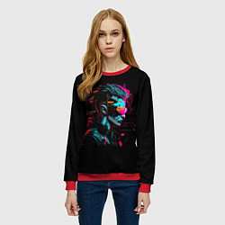 Свитшот женский Cyber girl, цвет: 3D-красный — фото 2