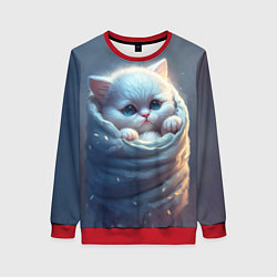 Свитшот женский Котик в мешке, цвет: 3D-красный