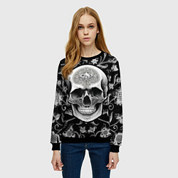 Свитшот женский Винтажный череп, цвет: 3D-черный — фото 2