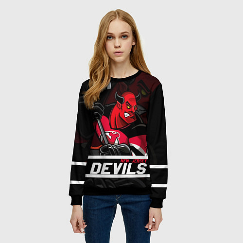 Женский свитшот New Jersey Devils маскот / 3D-Черный – фото 3