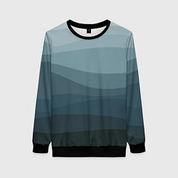 Свитшот женский Бирюзовые волны, цвет: 3D-черный