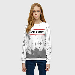 Свитшот женский Сумоист в рамке красного цвета, цвет: 3D-белый — фото 2