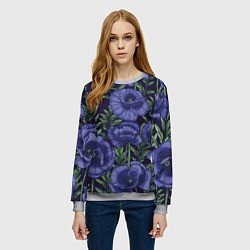 Свитшот женский Анемоны, цвет: 3D-меланж — фото 2