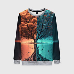 Свитшот женский Таинственное дерево в озере, цвет: 3D-меланж