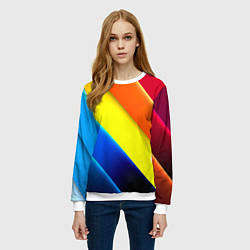 Свитшот женский Радужные полосы текстура, цвет: 3D-белый — фото 2