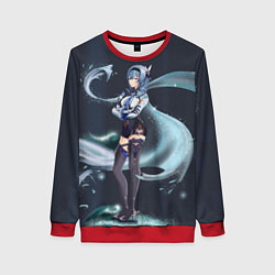 Свитшот женский Геншин Импакт персонаж Эола морская пена, цвет: 3D-красный