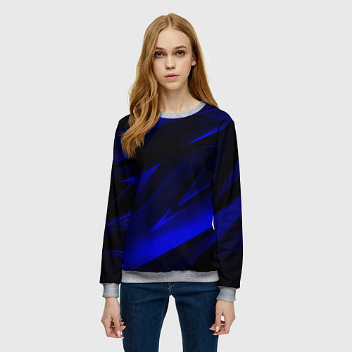 Женский свитшот Geometry blue stripes / 3D-Меланж – фото 3