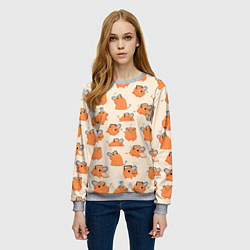 Свитшот женский Человек-бензопила - Почита и хлебушек, цвет: 3D-меланж — фото 2