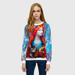 Свитшот женский Рыжая Кэт, цвет: 3D-белый — фото 2
