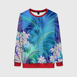 Свитшот женский Авангардная фрактальная композиция, цвет: 3D-красный