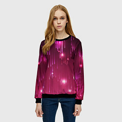 Свитшот женский Светящиеся розовые линии, цвет: 3D-черный — фото 2