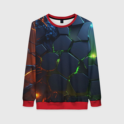 Женский свитшот Взрыв плит / 3D-Красный – фото 1