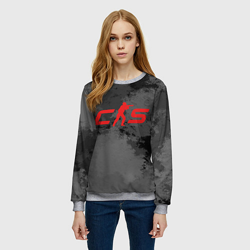 Женский свитшот Counter Strike 2 - В смоке / 3D-Меланж – фото 3