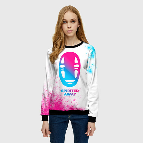 Женский свитшот Spirited Away neon gradient style / 3D-Черный – фото 3