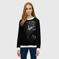 Свитшот женский Волк и ворон, цвет: 3D-белый — фото 2