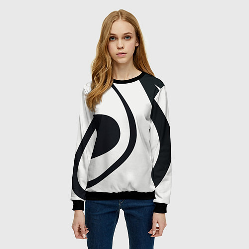 Женский свитшот Черная абстракция из фигур / 3D-Черный – фото 3