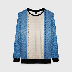 Свитшот женский Кожа синяя белая, цвет: 3D-черный