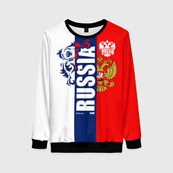 Свитшот женский Russia national team: white blue red, цвет: 3D-черный