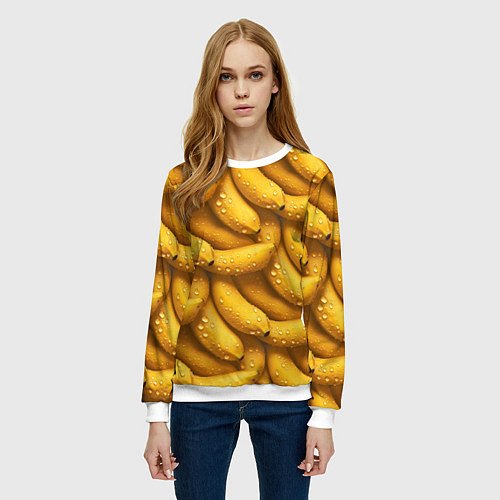 Женский свитшот Сочная текстура из бананов / 3D-Белый – фото 3