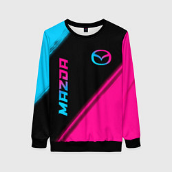 Свитшот женский Mazda - neon gradient: надпись, символ, цвет: 3D-черный