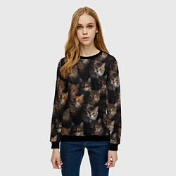 Свитшот женский Паттерн из котов, цвет: 3D-черный — фото 2