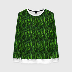 Свитшот женский Сочный узор из зеленой травки, цвет: 3D-белый