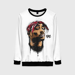 Свитшот женский 2Pac - Тупак Шакур, цвет: 3D-черный