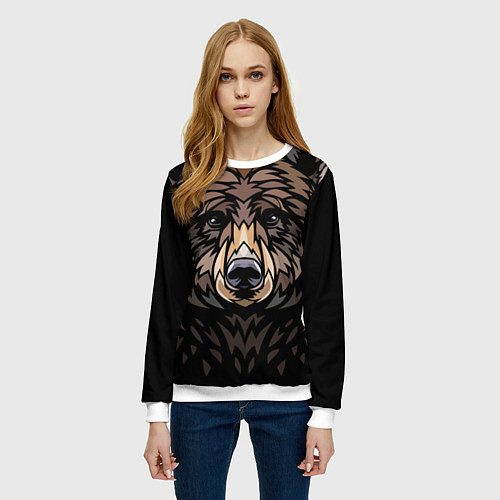 Женский свитшот Медведь в этническом стиле / 3D-Белый – фото 3