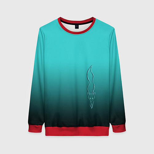 Женский свитшот Силуэт лисы на градиентном фоне / 3D-Красный – фото 1