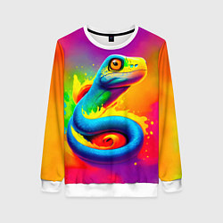 Свитшот женский Змейка в красках, цвет: 3D-белый