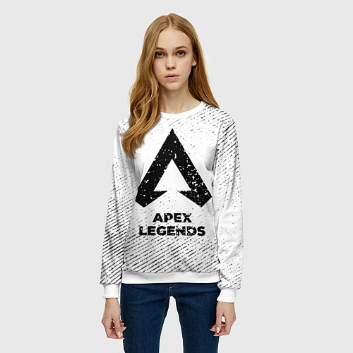 Женский свитшот Apex Legends с потертостями на светлом фоне / 3D-Белый – фото 3