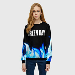 Свитшот женский Green Day blue fire, цвет: 3D-черный — фото 2