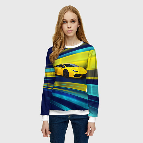 Женский свитшот Желтый итальянский суперкар / 3D-Белый – фото 3