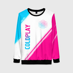 Свитшот женский Coldplay neon gradient style: надпись, символ, цвет: 3D-черный