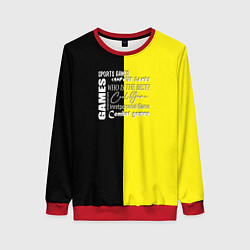 Свитшот женский Лимонно-черный фон, цвет: 3D-красный