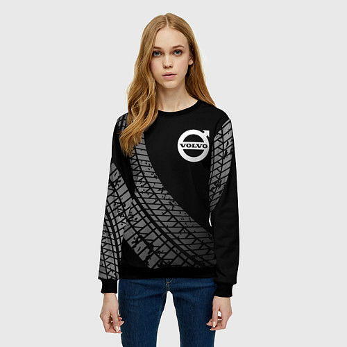 Женский свитшот Volvo tire tracks / 3D-Черный – фото 3