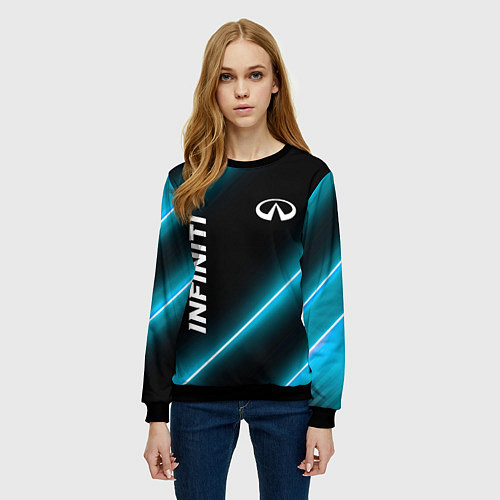 Женский свитшот Infiniti неоновые лампы / 3D-Черный – фото 3