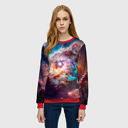 Свитшот женский Небула в космосе в голубо-розовых тонах - нейронна, цвет: 3D-красный — фото 2