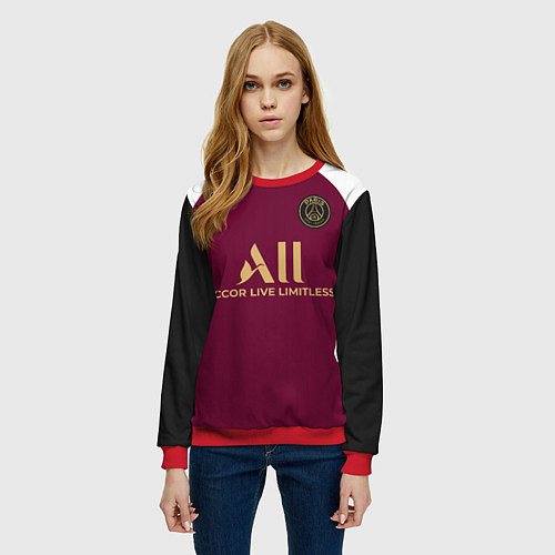 Женский свитшот Форма ПСЖ третья / 3D-Красный – фото 3