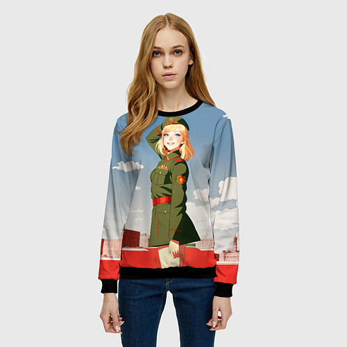 Женский свитшот Боевая девчонка / 3D-Черный – фото 3