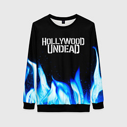 Свитшот женский Hollywood Undead blue fire, цвет: 3D-черный