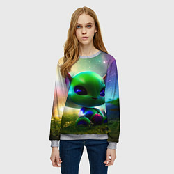 Свитшот женский Крошка инопланетянин, цвет: 3D-меланж — фото 2