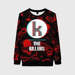 Свитшот женский The Killers rock glitch, цвет: 3D-черный