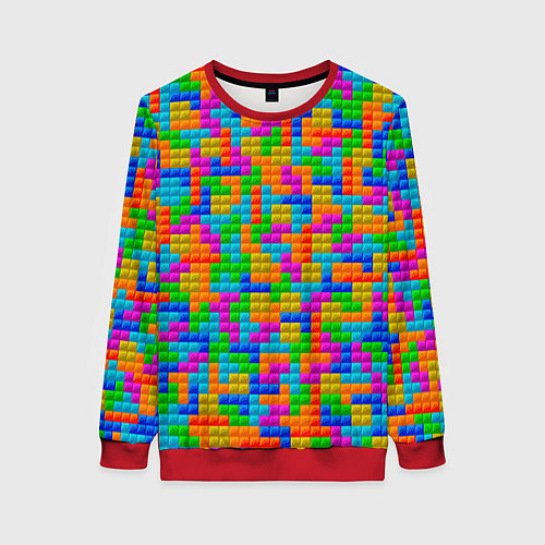 Женский свитшот Крупные блоки Тетрис / 3D-Красный – фото 1