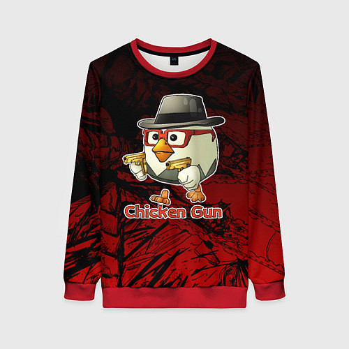 Женский свитшот Курочка ганстер - Чикен ган / 3D-Красный – фото 1