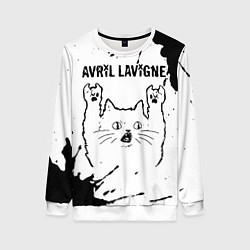 Свитшот женский Avril Lavigne рок кот на светлом фоне, цвет: 3D-белый