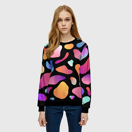 Женский свитшот Fashionable colorful pattern / 3D-Черный – фото 3
