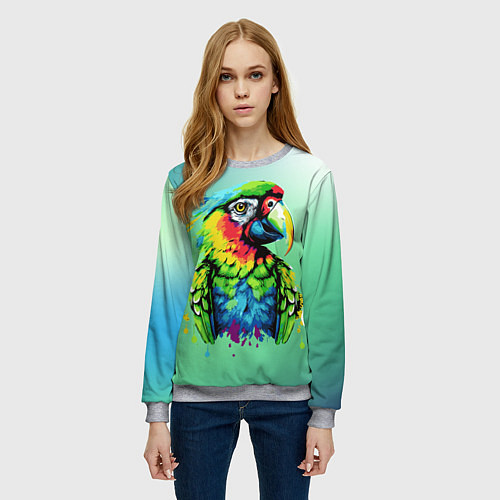 Женский свитшот Разноцветный попугай / 3D-Меланж – фото 3